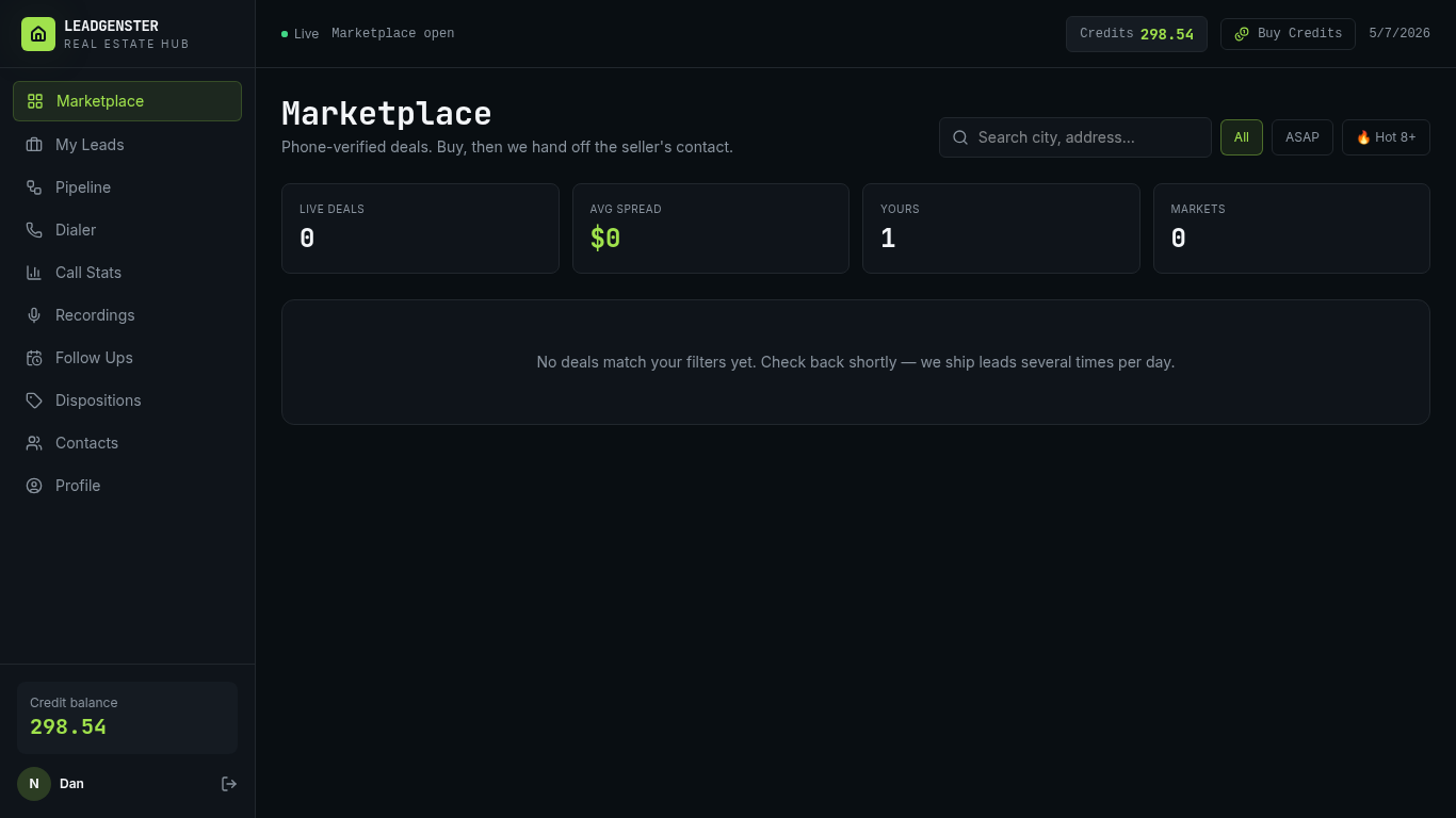 Leads marketplace screenshot