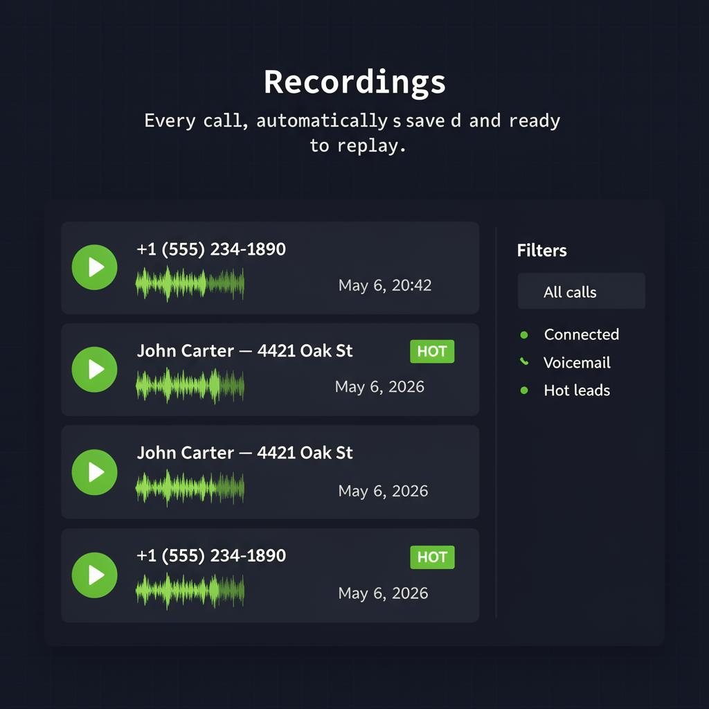 Call recordings screenshot